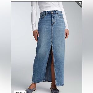 Levi’s long denim centre slit skirt